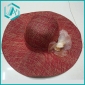 Wholesale lady's red fashionable style picture straw hat with flower lateral