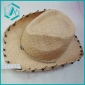 Wholesale men's pure hand-made classical style cowboy raffia straw hat with rope around