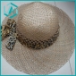 Wholesale lady's fashionable design picture straw hat with leopard belt around