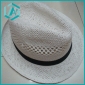 men's black classical design straw hat with black belt around