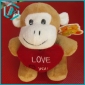 Wholesale Kids preferred Lovely PP cotton plush monkey toys with love and music, 13cm