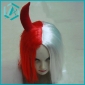 Wholesale Fashion Medium Straight Red and White Cosplay Party Wigs with one horn