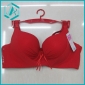 Wholesale Hot red color lady's bra set, Three-breasted style, wears comfortable