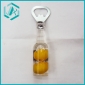 two orange with oil transparent bottle shape cap opener