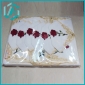 elegant single red rose pattern white cloth golden treads laces  table cloth
