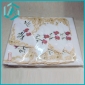 Wholesale embroidery golden lace with two red flowers white table cloth