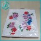 Wholesale purple and red flower with green and blue leaves white table cloth