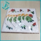 Wholesale green and red big flower with small orange flower white table cloth