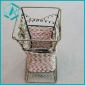 Wholesale Fashion dollar items iron wire and paper string made square bottom flower baskets with coppery plating