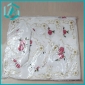 Wholesale white table cloth with two red flowers in the corner and golden lace