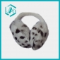 stuffed white leopard pattern warm winter ear muff rabbit fur
