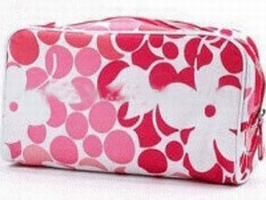 Wholesale girl's beautiful canvas make up bag cosmetic bag with flower design
