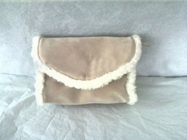 Wholesale Fashion suede beige lining clutch evening party ladies bag