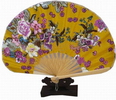 Wholesale unique desgin elegant feel fashion yellow Round Bamboo hand fan