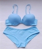 Wholesale C Cup Comfortable Blue Cotton Lady's Bra & Briefs Set