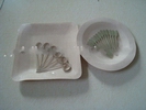 Wholesale natural style beige color square shape disposable bamboo dish