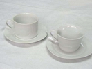 Wholesale white coffee cup saucer couple shape porcelain tray and dishes