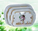 promotional 3pcs flower melamine tray set dish/fruit plates with lowest price