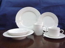 Ceramic white embossed dinnerware set