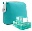 light blue color zippered 600*300D polyester makeup bag