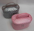 Wholesale Pink and black color black dots dressing cosmetics makeup bag
