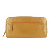 Wholesale zipper design yellow color PU leather makeup bag