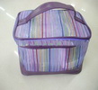 Wholesale stripe pattern Canvas material purple color makeup bag