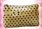 Wholesale golden color balck dots Fashion makeup bags