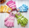 Wholesale Multicolor feather yarn stripe winter glove