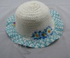 Wholesale girl baby crochet straw hat/handmade straw baby hat/lady's blue fashion hat