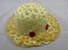brimmed hats crochet/yellow hat with tiny flower/velvet baby hat