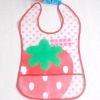 Wholesale environmental PEVA printed baby bib with velcro and gingham piping