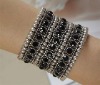 Wholesale fashion 3rows stretch black zinc alloy Tibetan jewelry bracelet