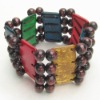 Broad Coconut Shell & Wood Stretch Cuff bracelet
