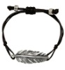 B382 sliver leaf charm cord bracelet