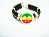 leather bracelet with shell RASTA