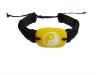 leather bracelet yellow color of yinyang