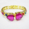 gold metal cuff bangle with cupchain crystal