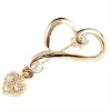Wholesale Fashion magnetic noble romantic heart gold plated alloy brooch