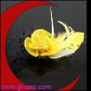 Wholesale Fashion yellow feather& flower brooch GGBH15020P