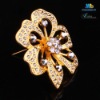 Flower Crystal Brooches With Gold