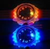Wholesale Colorful LED light grows silicon watch, high quality quartz watch