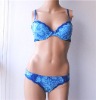 Wholesale new style blue Cotton Bra set with decorative design Printing