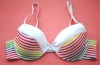 Wholesale Sexy Colorful Streak Line White Padded Bra Underwear