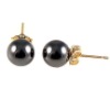 Wholesale 6mm Golden Half hole Round Hematite Earrings butterfly clasp 110311005