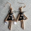 Wholesale Fashion Ladies' Enamel Girl Pendant Zircon Charm Earrings