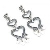 double hearts charm long earrings