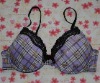 Wholesale Fashion Checkered Printing Lace Bra Lingerie