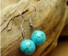 2011 fashion natural turquoise earring 10mm handmade new BS029