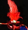 Wholesale Red Ostrich Feather Cardin Masks, Party Masks, Halloween Masks, Free Shipping & Wholesales
